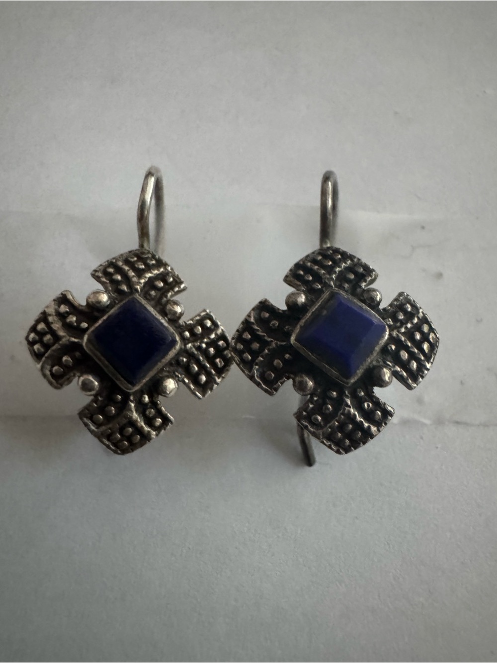 Vintage stamped SU earrings from Italy. Cross. Symbolic
